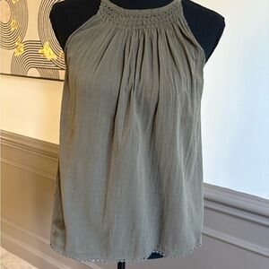 Banana Republic Green Smocked Pleated Top